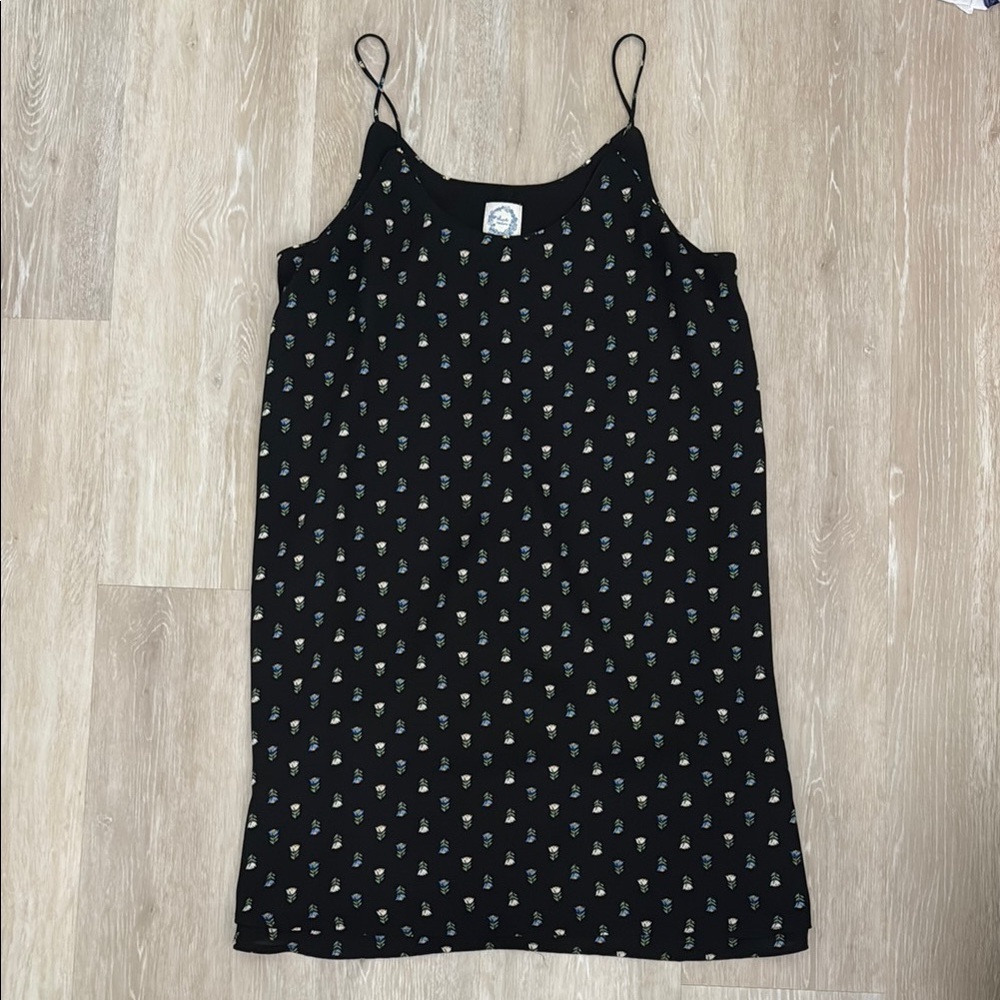 Blue Rain Black and Green Spaghetti Strap Slip Dress
